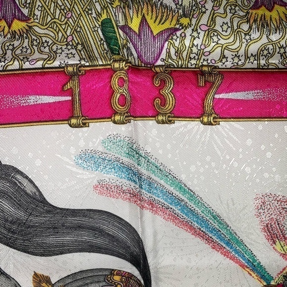 Hermes 150th Anniversary 100% Silk Scarf "Feux d"Artifice " by M. Duchene W/Box - Picture 7 of 16